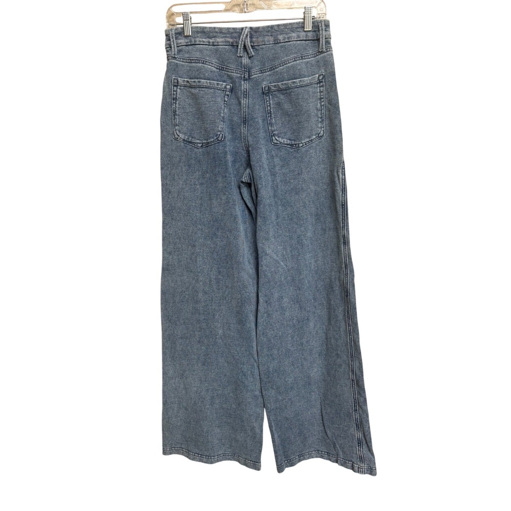 Good American Good Wide Leg Jeans Light Blue Acid Wash High Rise Denim 10/30 - Picture 3 of 9